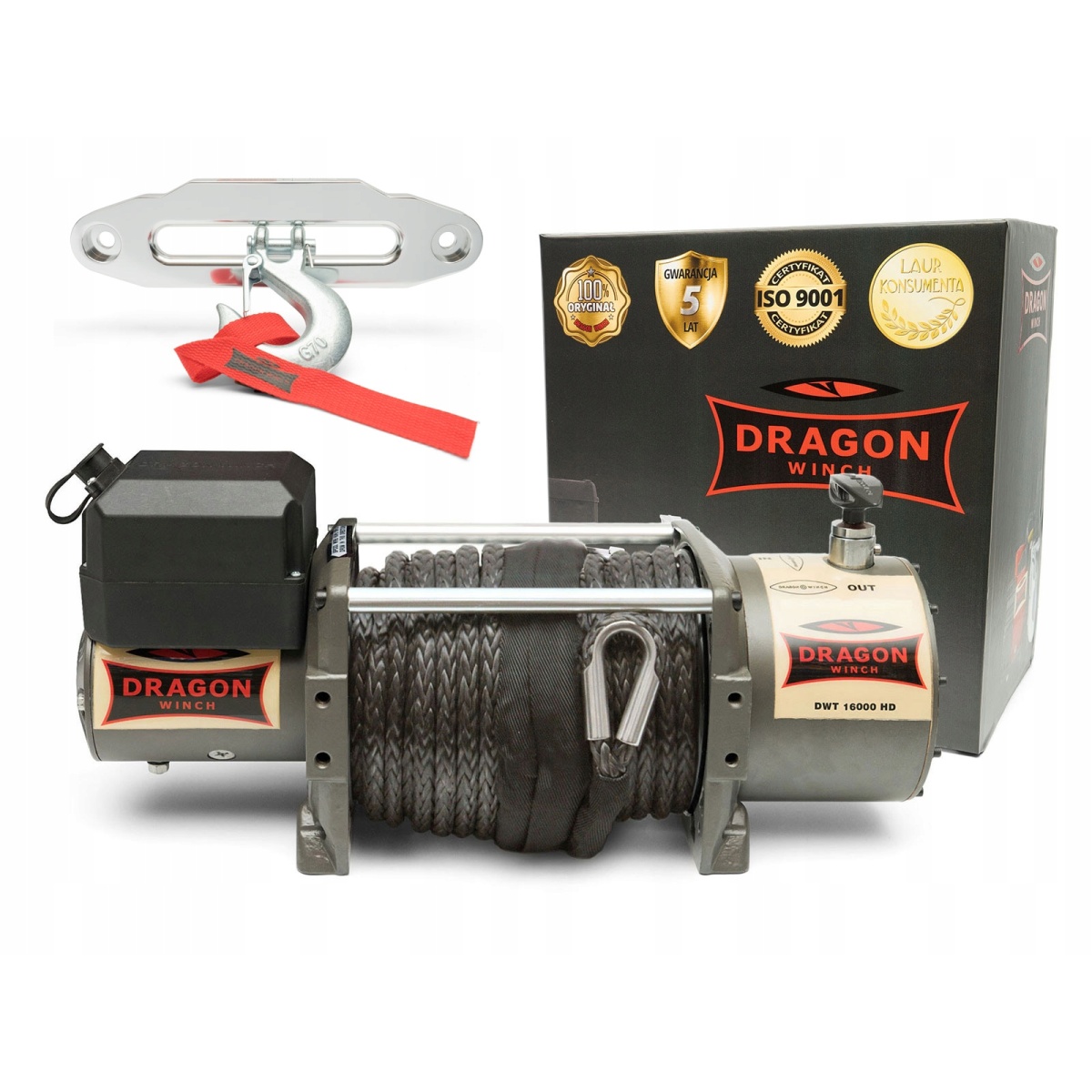 WYCIĄGARKA ELEKTRYCZNA DRAGON WINCH TRUCK DWT16000HD 12V LINA SYNTETYCZNA - obrazek 3