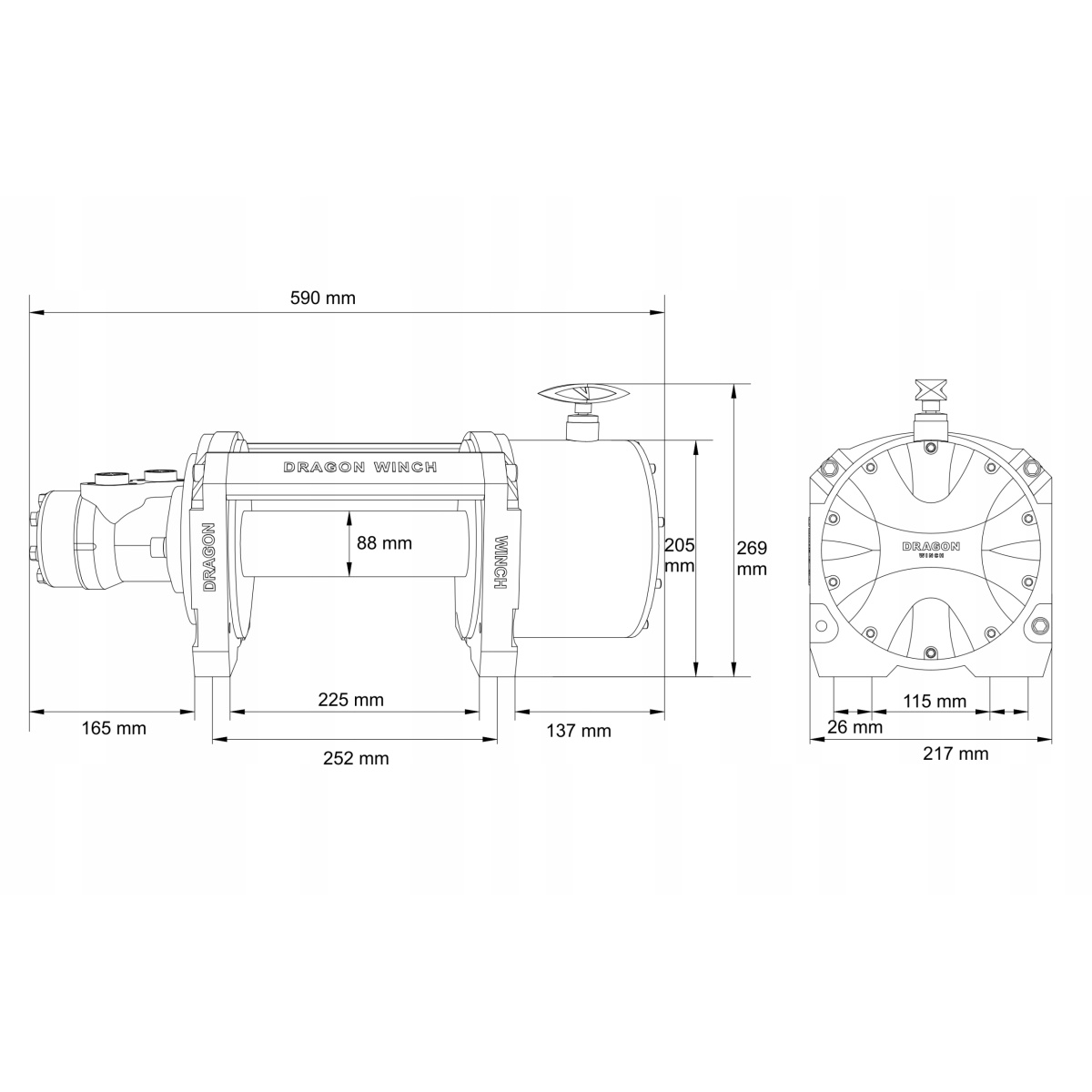 WYCIĄGARKA WCIĄGARKA HYDRAULICZNA BEZ STEROWANIA DRAGON WINCH HIDRA 9,1T - obrazek 5