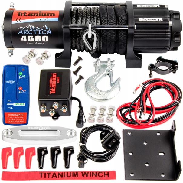 WYCIĄGARKA WCIĄGARKA TITANIUM ARCTICA 4500 LINA SYNTETYCZNA 4X4 ATV UTV