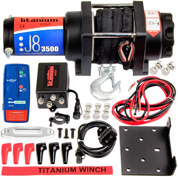 WYCIĄGARKA WCIĄGARKA 3500LB ATV UTV 12V 1360kg LINA SYNTETYCZNA ŚLIZG