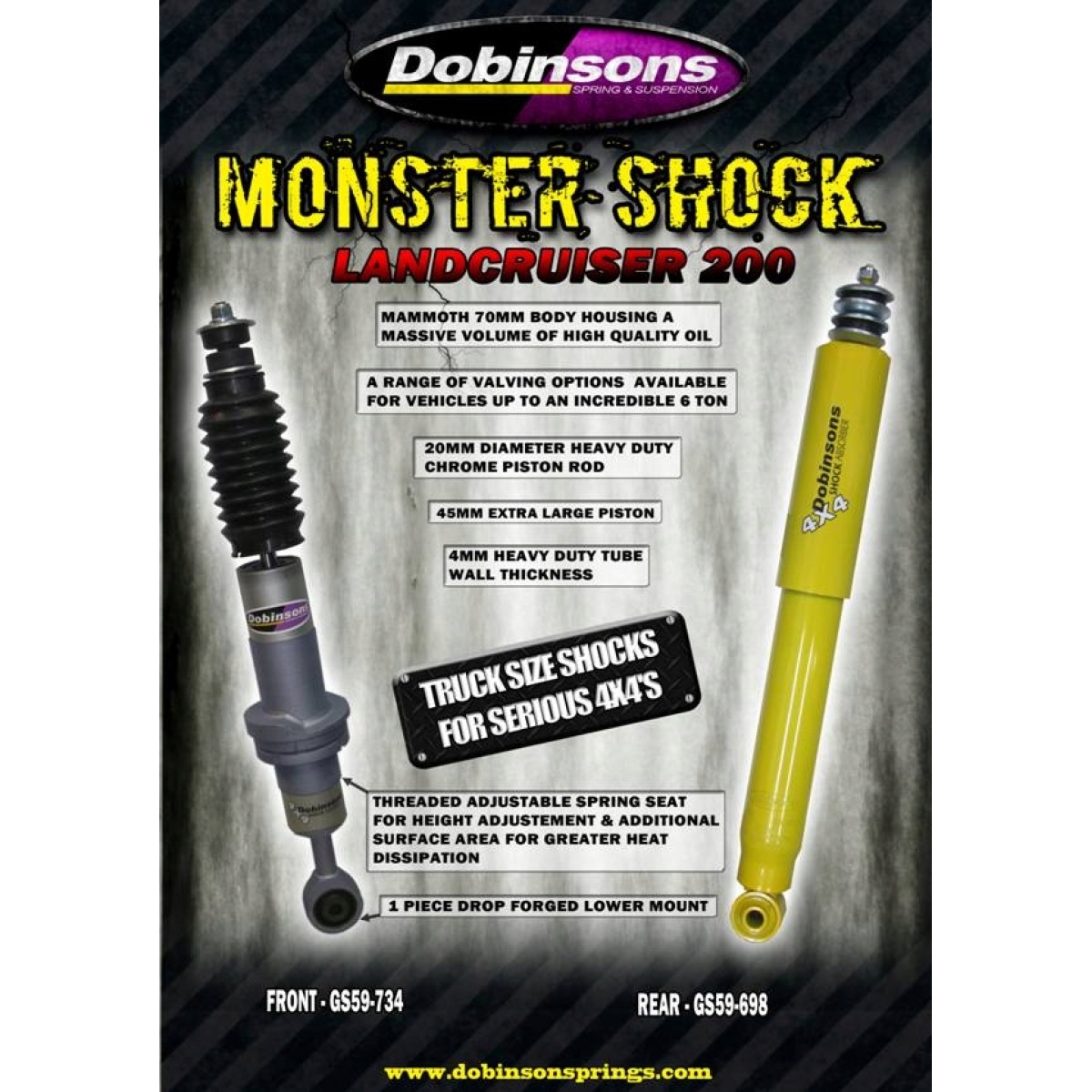 AMORTYZATORY DOBINSONS TOYOTA LANDCRUISER V8 J200 MONSTER SHOCK PRZÓD TYŁ - obrazek 1