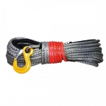 Lina syntetyczna do wyciągarki 9 mm x 28 m, Gray z kauszą rurkową i hakiem, MBL 8.5T